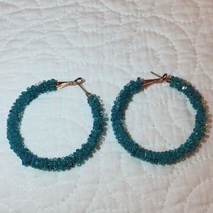 Blue hoop earrings
